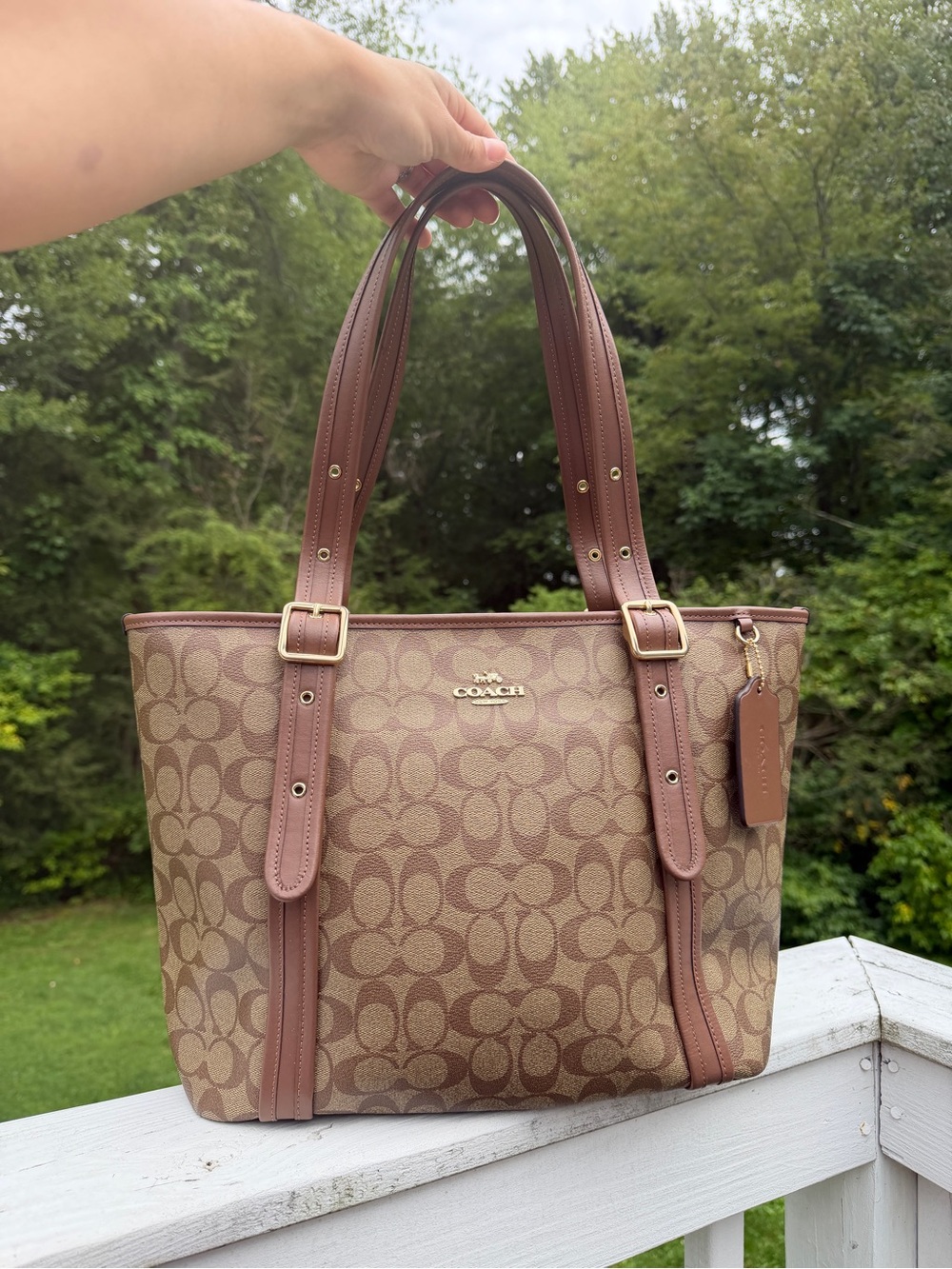 Coach Ashton Tote CN328 Signature Canvas Khaki Saddle Large Shoulder Bag NWT